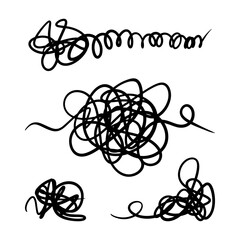 hand drawn of tangle scrawl sketch. Abstract scribble, chaos doodle pattern Isolated on white background. Vector illustration.