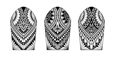 Wrap around arm polynesian tattoo set design. Pattern aboriginal samoan. illustration EPS10