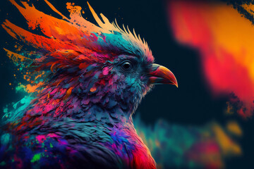 Fototapeta premium Colorful Bird and Abstract Gradient Background: A Bright and Vivid Display Generated by AI