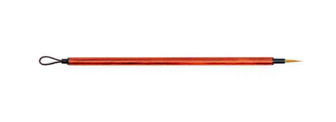 Chinese bamboo brushes. Red watercolor paint brushes on white. Pointed brushes.