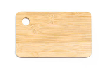 Wooden chopping board isolated on white background.