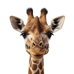 Naklejki  giraffe face shot isolated on transparent background cutout