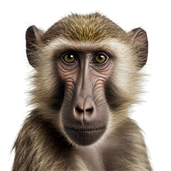 Obraz premium baboon monkey face shot isolated on transparent background cutout