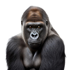 gorilla face shot isolated on transparent background cutout - obrazy, fototapety, plakaty