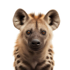 hyena face shot isolated on transparent background cutout