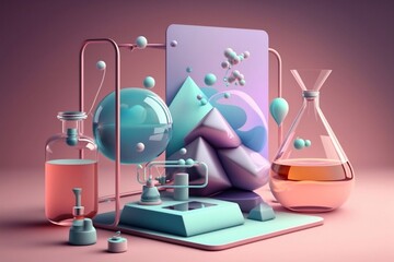 Scientific technology illustration. Online design laboratory concept 3D render.