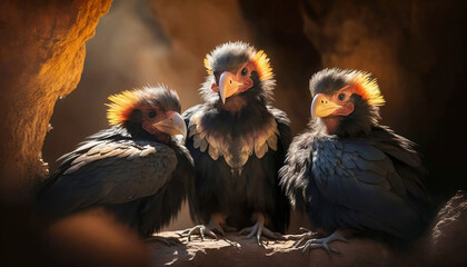 California Condor Bird Nestlings, generative ai