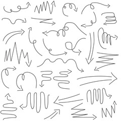Arrows set elements handrawn arrows, comic and abstract arrows for design elements or illustration