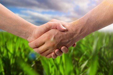Farming concept, and handshake for partnership support