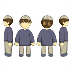 Moslem character set, ramadan character, flat design moslem character, for ramadan graphic design element