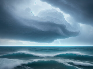 Fototapeta premium Ocean wave in the ocean during storm. Generative AI