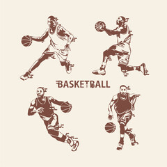 Fototapeta na wymiar basketball player line art design