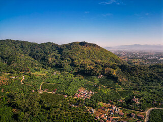 Aerial view of drone flying above Doi Pha Mee - 571804788