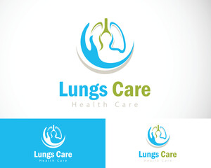 lungs care logo creative health care hand nature circle design concept medical clinic