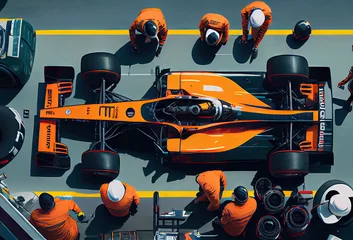 Peel and stick wall murals F1 Racing car on formula 1 pit stop created with AI