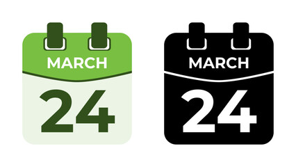 March 24 flat daily spiral calendar icon date vector image in matching color scheme. Suitable and perfect for design material, such as event or reminder. The best editable graphic resources.