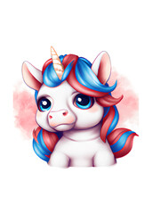 Fototapeta premium Cute American Unicorn Artwork. Ai Generated Illustration