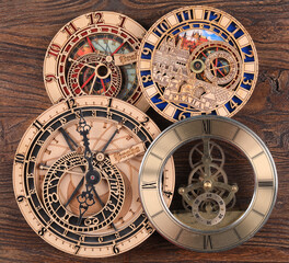 wooden infinity clock on wooden background