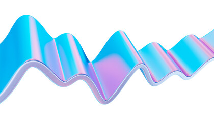 Twisted metal shape with holographic effect. 3d rendering illustration. Isolated on white.