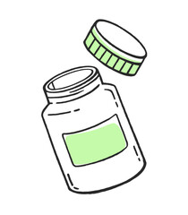 Fototapeta premium Bottles medical pharmaceutical hospital device Vector illustration of medical equipment, hand-drawn