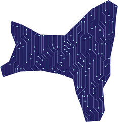 Obraz premium Map of Christmas Island, network line,dot and structure on dark background with Map Christmas Island, Circuit board. Vector illustration. Eps 10