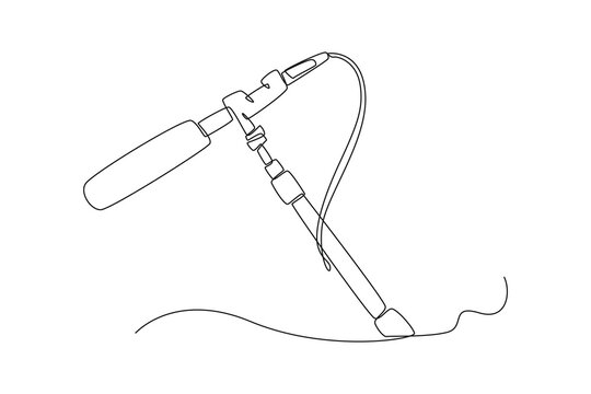 Continuous one line drawing microphone. Video shooting tools concept. Single line draw design vector graphic illustration.