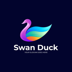 Vector logo icon illustration swan duck colorful style