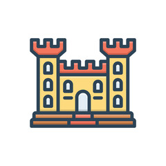 Color illustration icon for castle