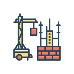 Color illustration icon for constructed