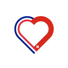 unity concept. heart ribbon icon of france and switzerland flags. PNG