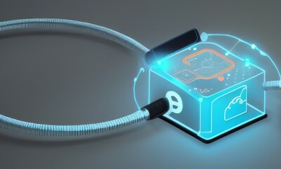 Vector Abstract futuristic circuit board and mesh line, Illustration high computer and Communication technology on blue color background. High tech digital technology, global social media concept