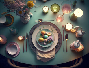 Easter table decoration, Generative AI