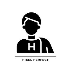 Hero black glyph icon. Character archetype. Overcoming troubles. Strong and brave person. Psychoanalysis. Silhouette symbol on white space. Solid pictogram. Vector isolated illustration