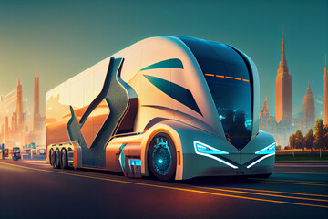 next generation of logistic , transport of autonomus drive on the road , AV cargo , AV bus , auto vehicle