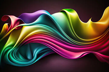 A stunning rainbow wavy satin background that is full of movement and flow