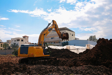 Excavators, Bulldozer on the workplace	