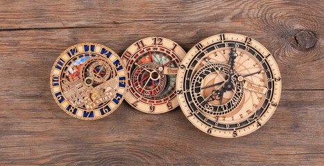 wooden infinity clock on wooden background