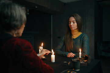 Divination session for client at mystic fortune teller studio