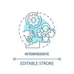 Intermediate turquoise concept icon. Diversity support. DEI program maturity stage abstract idea thin line illustration. Isolated outline drawing. Editable stroke. Arial, Myriad Pro-Bold fonts used