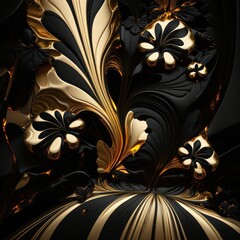  image of gold colors on a black background. enamel, gold.  generative AI