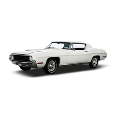 White Muscle Car on a Clean White Background Created with Generative AI and Other Techniques