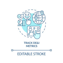 Track DEI metrics turquoise concept icon. Making inclusion efforts effective practice abstract idea thin line illustration. Isolated outline drawing. Editable stroke. Arial, Myriad Pro-Bold fonts used