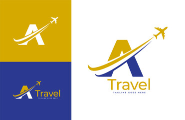 Letter A Air Travel Logo Design Template. Icon Travel, logistics, shipping, tours etc