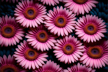 Fototapeta na wymiar Pink daisy flower pattern bloom, nature, flowers & gardens, Generative AI