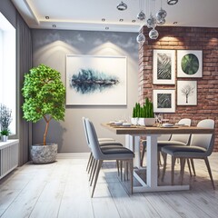 Fototapeta premium Modernes Speisezimmer, made by Ai, Ai-Art