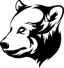 Head of bear. Abstract character illustration. Graphic logo design template for emblem. Image of portrait.
