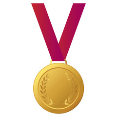 Champion Gold with Gold laurel frame, Vector illustration 