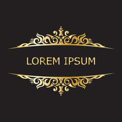 Gold luxury floral vintage monogram decorative logo template