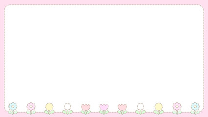 レトロな破線のお花フレーム♪PNG