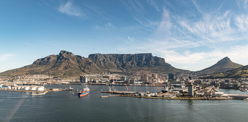 Cape Town (South Africa), aerial view, shot from a helicopter